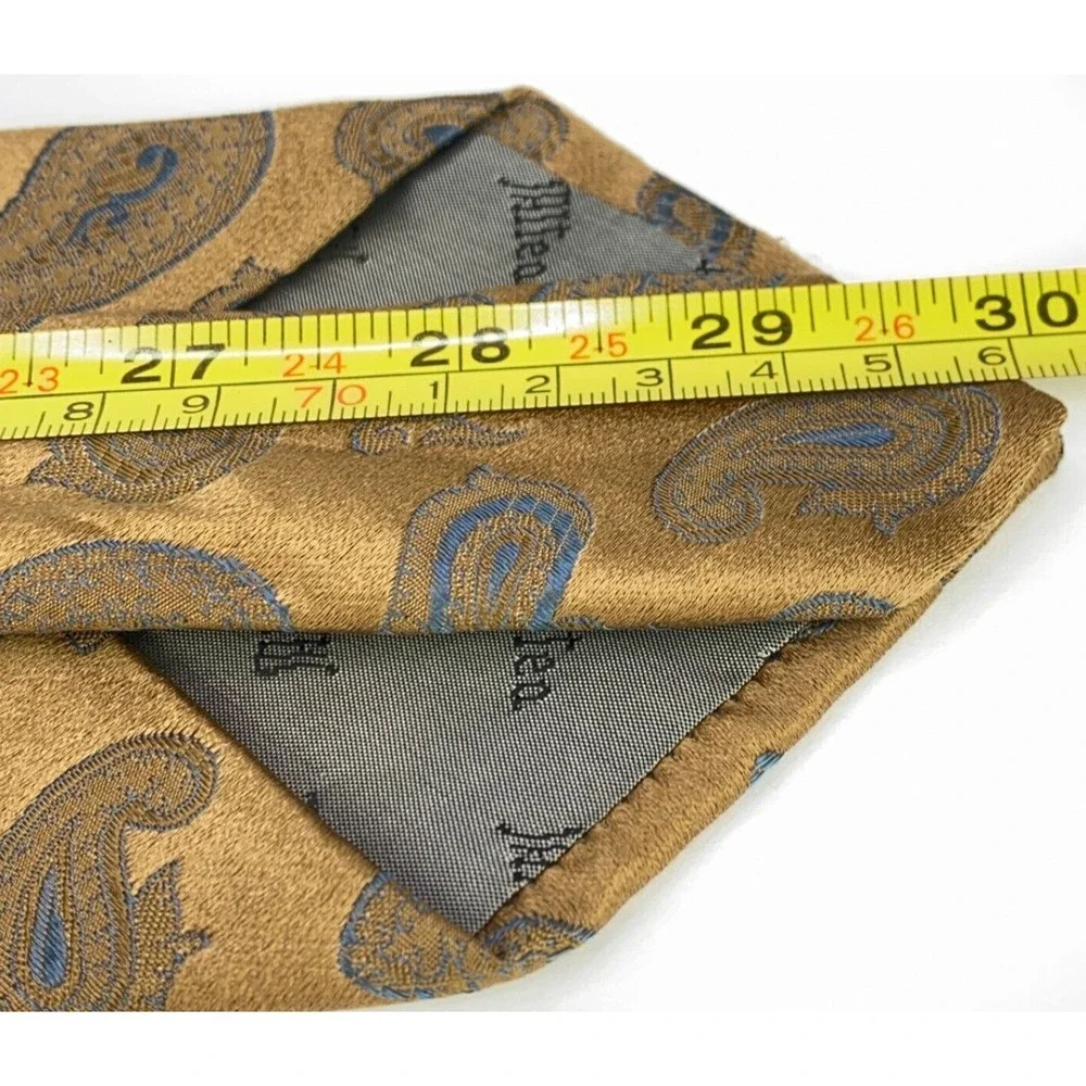 Altea Milano Light Copper Brown Blue Paisley 100% Silk Necktie Hand Made Italy